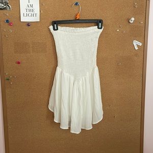 White summer strapless romper PLANET BLUE